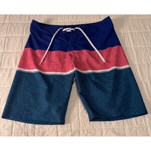 Old Navy California Board Shorts Swim Trunk Color Block Drawstring Waist Size 32